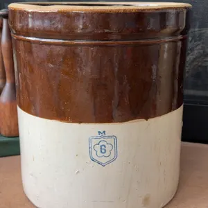 McCoy antique 6-gallon two-tone stoneware crock