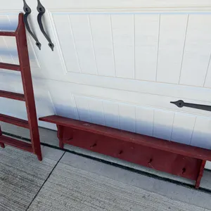 Country wooden coat rack and ladder Knick Knack shelf