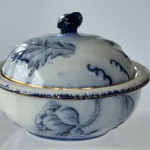 Grimwades Flow Blue antique lidded bowl soap dish