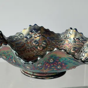 Antique 1914 era Fenton Cherry Chain" small berry bowl in blue