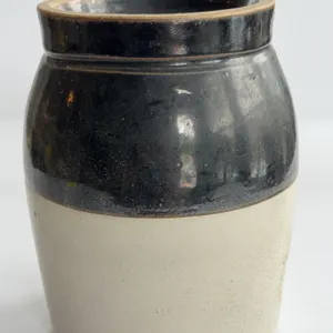 Antique two-tone salt-glazed stoneware crock 1 gallon