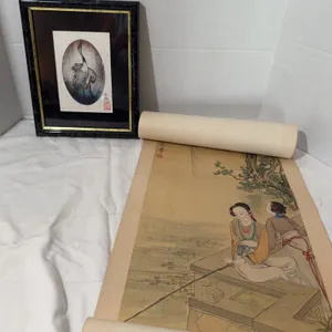 Original Etching Art & Asian Scroll