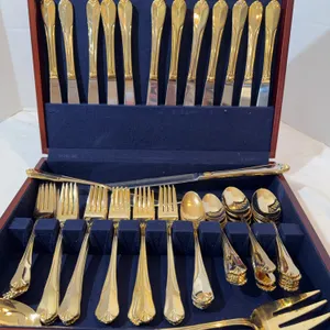 Goldtone Flatware & Case