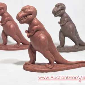 THREE 1960s SINCLAIR DinoLand Plastic Figurines. LR