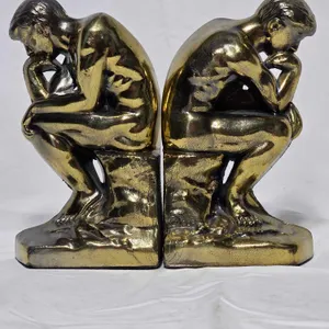 The Thinker Book Ends. Hollow Cast Metal. 1928. 4 x 3 x 6.5 each. LR
