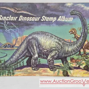 1959 SINCLAIR Dinosaur Stamp Album. Has all the stamps. LR
