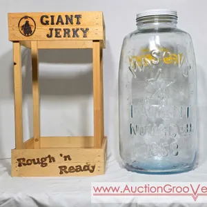 Giant Mason Jar. Giant Jerky. Rough n Ready. Jar is 8.5" x 18.5". LR