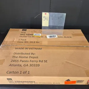 New Open Box Husky 52" W to 72" W Gloss Black Adjustable Steel Pegboard Model # HOAA52B11