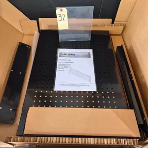 New Open Box Husky 52" W to 72" W Gloss Black Adjustable Steel Pegboard Model # HOAA52B11
