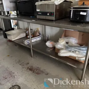 STAINLESS STEEL TABLE WITH LOWER SHELF AND CAN OPENER