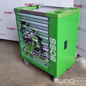 Unused Boss Roller Tool Chest, 7 Drawer, Side Storage Compartment, 258 Piece Tool Set (Green) 