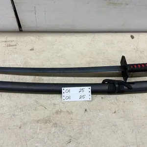 Black & Red Katana-Style Sword with Scabbard & Chain, Not Sharp
