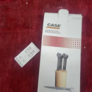 Case Construction Stainless Steel Wrench Knife Set with Wooden Block, Model SC510006CC N.O.S.