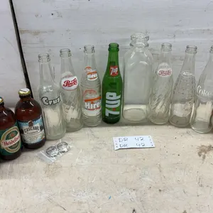 Vintage Soda & Beer Bottles: Crush, Pepsi-Cola, Hires Root Beer, 7UP, Highlite, Heidelberg
