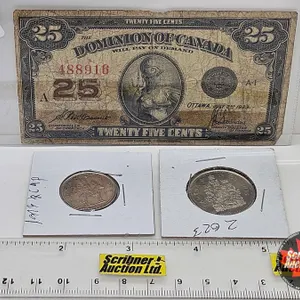 Canada Coin/Bill Collector Combo (3) : - Dominion of Canada 1923 Twenty Five Cent "Shinplaster" : Mc