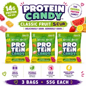3 PROTEIN CANDY SOUR FRUIT 14G PROTEIN 55G 05/26