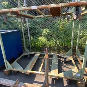 GREEN METAL MOBILE STACKABLE LUMBER RACK APPROX 88"L X 52"D X 70"H