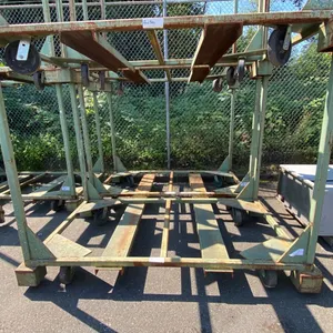GREEN METAL MOBILE STACKABLE LUMBER RACK APPROX 88"L X 52"D X 70"H