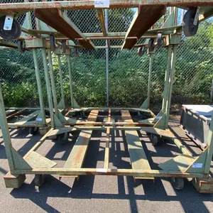 GREEN METAL MOBILE STACKABLE LUMBER RACK APPROX 88"L X 52"D X 70"H