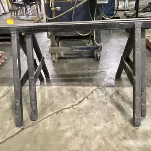 PAIR OF BLACK METAL SAW HORSES APPROX 79"L