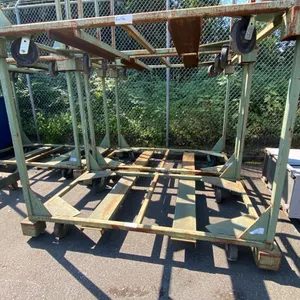 GREEN METAL MOBILE STACKABLE LUMBER RACK APPROX 88"L X 52"D X 70"H