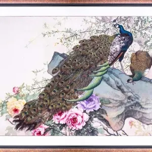 LARGE SCALE SZETO NAI CHUNG PEACOCK AND PEONIES