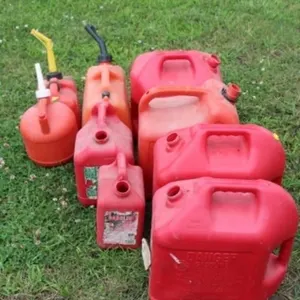9 Various Plastic Gas Cans (missing spouts)
