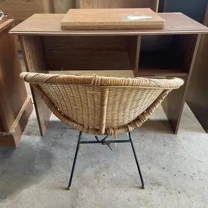 Single Pedestal Desk & Wicker Chair