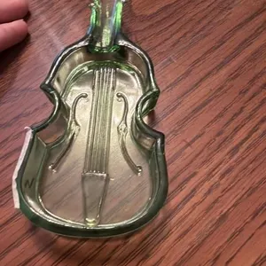 Trinket box green compression pressed glass