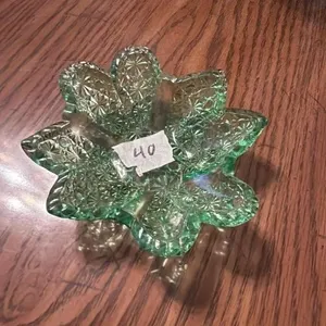 Green pressed glass. Candy dish