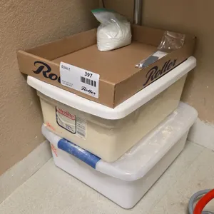 Sterilite Containers With Powdered Contents And Measuring Scoop