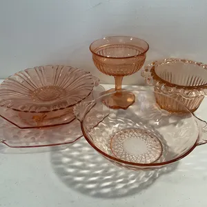 Assorted Pink Depression Glass – 6 Pieces