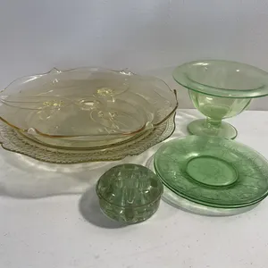 Assorted Depression Glass Serving Pieces – 7 Pieces