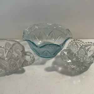 Assorted Vintage Glass Serving Pieces – 3 Pieces
