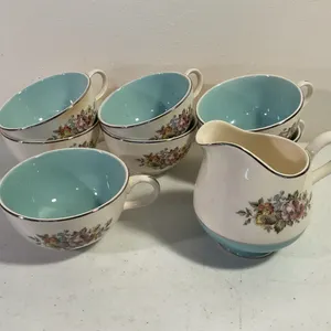Vintage Taylor Smith & Taylor Cups & Creamer – 8 Pieces