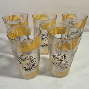 Vintage Borden Dairy "Elsie & Beulah" Advertising Glasses – 5 Pieces