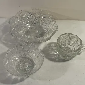 Assorted Early American Pattern Glass Serving Bowls – 3 Pieces