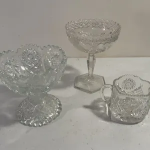 Assorted Vintage Pressed Glass Serving Pieces – 3 Pieces