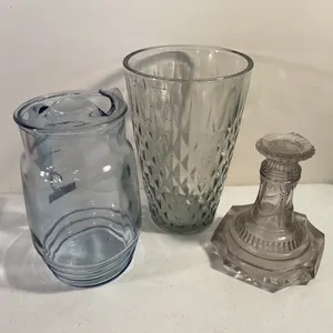 Vintage Pressed Glass Vase, Oil Lamp & Anchor Hocking Pitcher – 3 Pieces