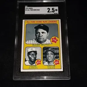 1973 Topps Ruth/ H Aaron/ Willie Mays SGC 2.5