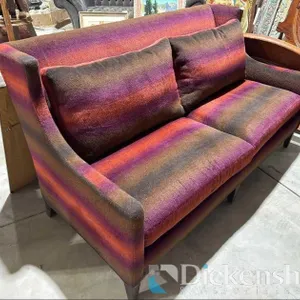 VINTAGE FUR TWO CUSHION STRIPED LOVESEAT