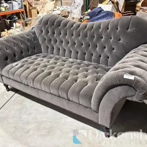 GRAY VELVET VICTORIAN STYLE COUCH