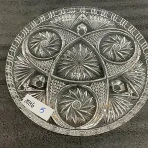 PINWHEEL CRYSTAL PLATTER WITH 3 LEGS
