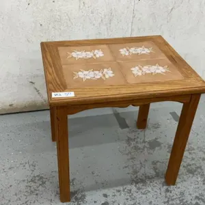 WOODEN SIDE TABLE W/ TILE INSERT