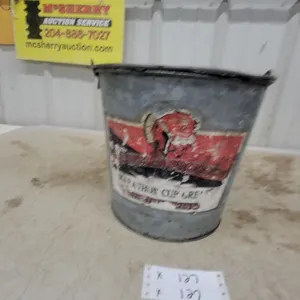 Vintage Red Indian Products Marathon Cup Grease Galvanized Metal Pail