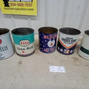 Vintage Anti-Freeze Cans Incl. Roco, Esso-Rad, Gly-Tex, and B/A Frost Cop, Set of 5 One Gallon No