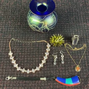 Costume Jewelry and Art Glass Vase