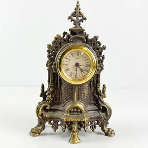 Uranio Quartz Ornate Brass Tone Mantel Clock