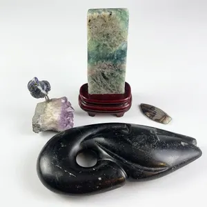 Stone Carvings Including Broken Tail Feather and Gemstone Art ( redo pictures no bird)