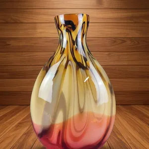 Hand-Blown Art Glass Vase, Multicolour Swirl, 21" Tall